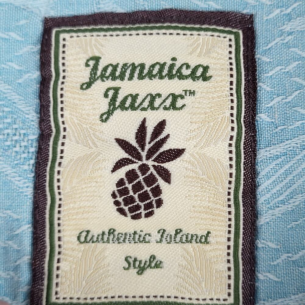 Jamaica Jaxx Men's XL 100% Silk Aloha Shirt Light Blue‎ Tiki Vacation Cabana Boy - Picture 4 of 9